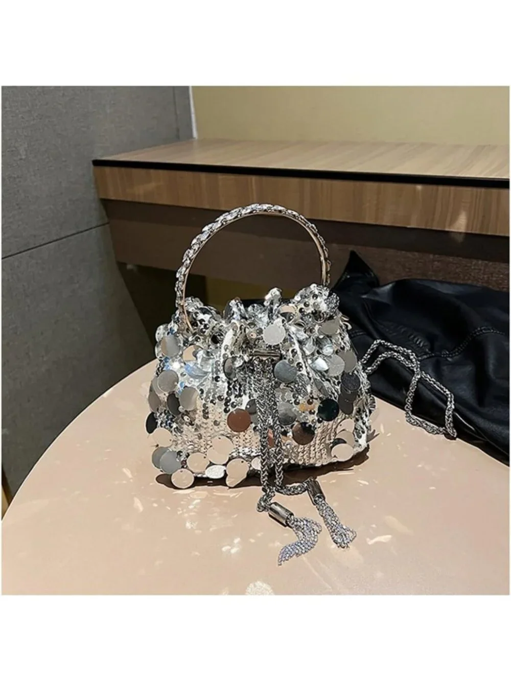 Sparkly Sequin Clutch Purse with Glitter & Tassel - Evening Handbag for Party